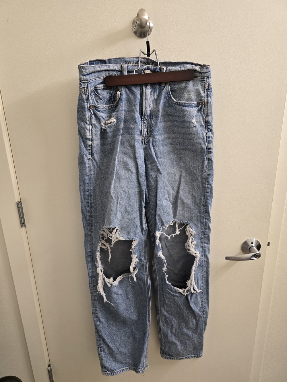 Light Blue Distressed Women's Jeans - Ripped Knee Denim